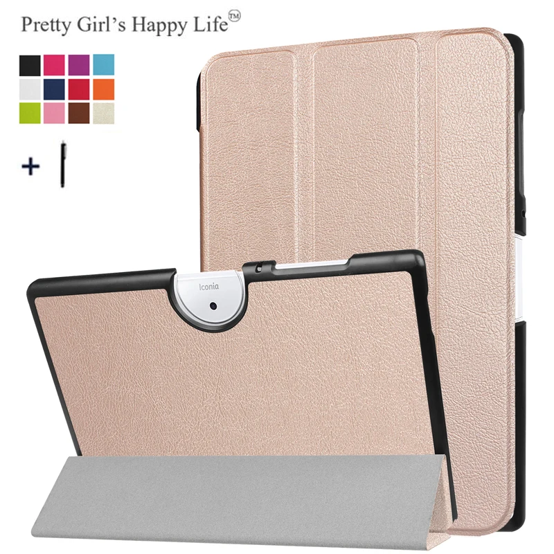 Для acer Iconia One 10(B3-A40) 10 дюймов чехол для планшета для acer Iconia One 10 B3-A40 откидная крышка 3 раза кожаный чехол Fundas+ стилус