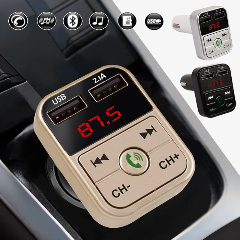 

Wireless Handsfree Car Bluetooth FM Transmitter 2.1A Audio Receiver Auto LED MP3 Player Car Accessories Dual USB Fast Charger