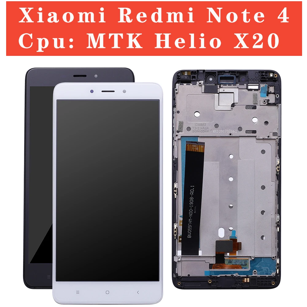 MTK Helio X20/Snapdragon 625 Global 32 ГБ/64 Гб ЖК-дисплей с сенсорным экраном дигитайзер сборка+ рамка для Xiaomi Redmi Note 4 4X