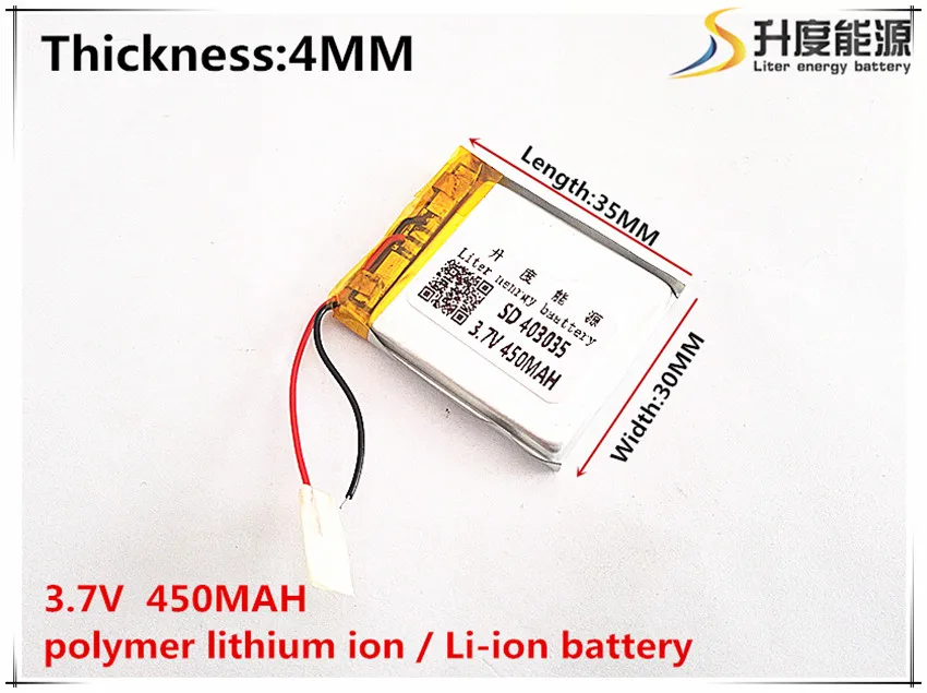 

1pcs [SD] 3.7V,450mAH,[403035] Polymer lithium ion / Li-ion battery for TOY,POWER BANK,GPS,mp3,mp4,cell phone,speaker