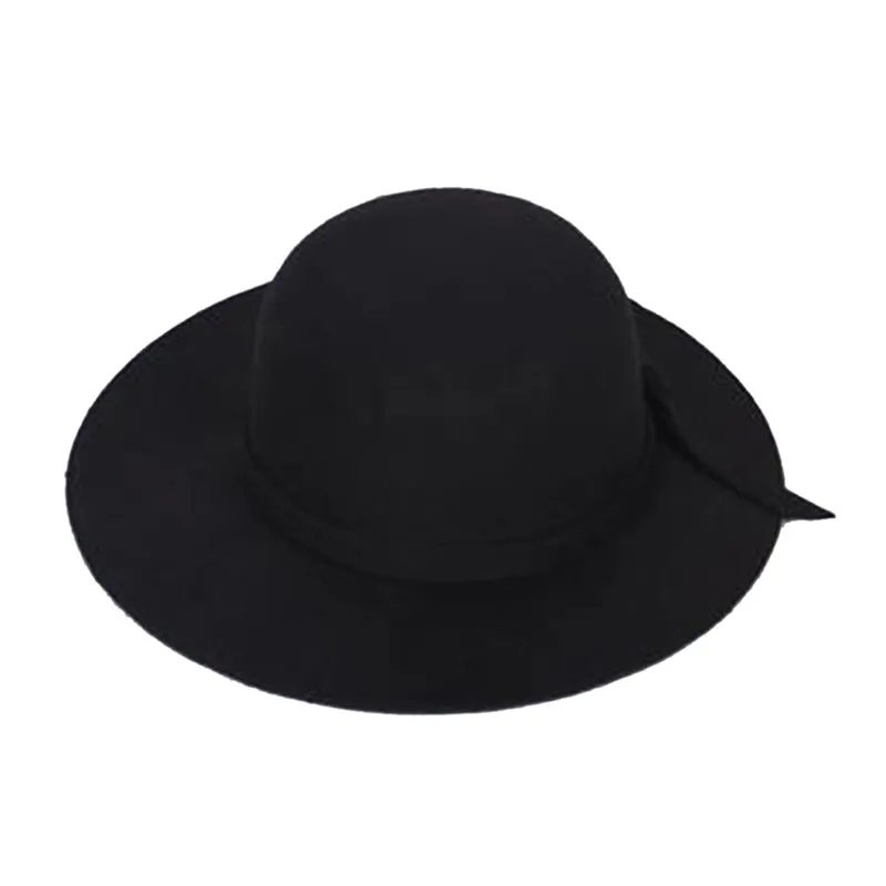 ГОРЯЧАЯ! Стильные Дети Девушки Ретро Felt Bowler Floppy Cap Cloche Hat - Цвет: Black