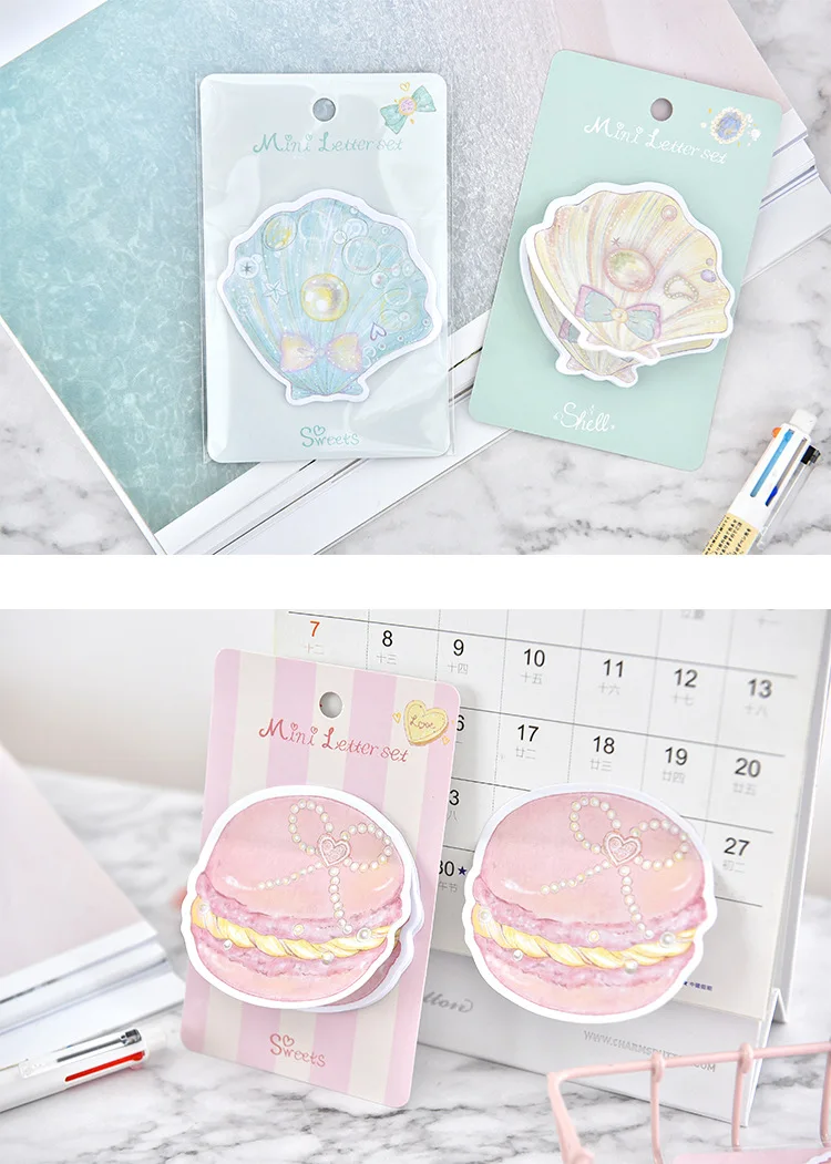 Macaron Cate Shell Pearl Sticky Note memo pad Planner самоклеющаяся наклейка Kawaii школьная Закладка канцелярские принадлежности