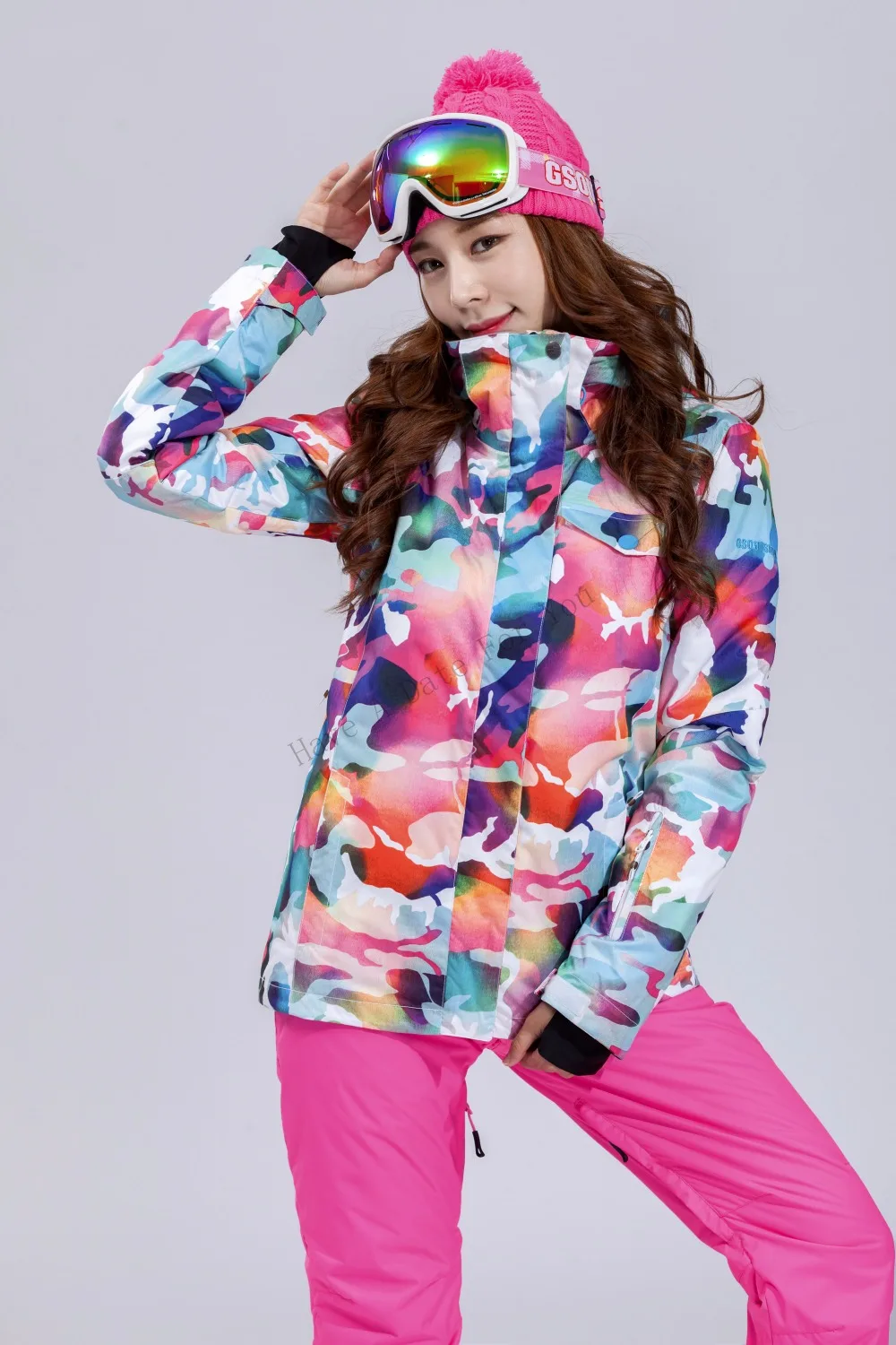 Women Ski Jacket Camouflage Style Snowboard Jacket Waterproof Windproof