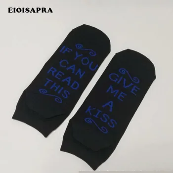 

[EIOISAPRA]Word If You Can Read This Give Me A Kiss Pattern Funny Socks Novelty Casual Unisex Socks Women Harajuku Creative Sox