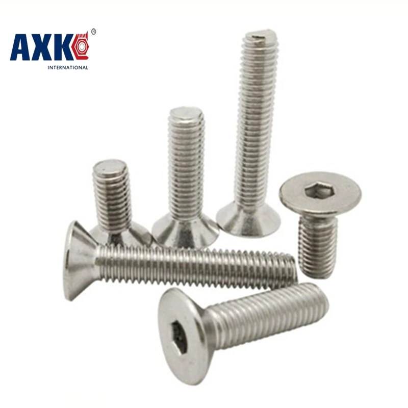 

Axk 100pcs/lot Din7991 M3*4/5/6/8/10/12/14/16/20 Stainless Steel 304 Hex Hexagon Socket Flat Countersunk Head Machine Screw