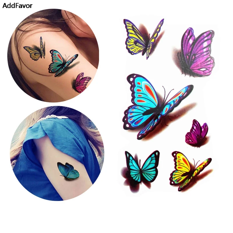 AddFavor 5PCS 3D Butterfly Waterproof Body Art  Temporary 