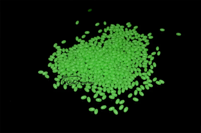 UGOB612-100-PCS-Lot-6mm-12mm-Prime-Vert-Ovale-Lumineux-Perles-Lumo-Lueur-Haricots-Sabiki-Vivaneau