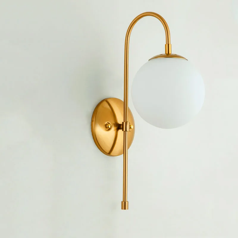 Modern Gold Wall Light White Glass Ball Wall Lamp Bedside Hotel Home Indoor Wall Lighting Fixture LED Creative Home Lights (5)