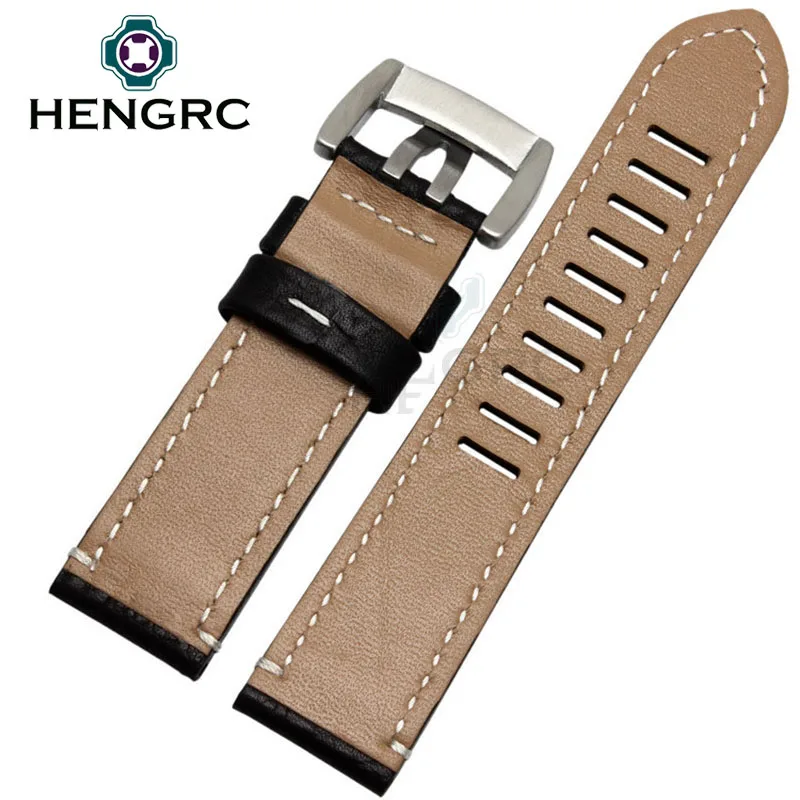 HENGRC хит продаж ремешок из натуральной кожи для часов 23 мм мужской новый черный
