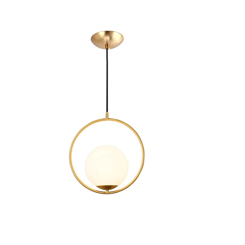 20 см современный стеклянный шар подвесной светильник круглый железный светильник металлический светильник дизайнерский стеклянный блеск - Цвет корпуса: Pendant Gold 2