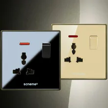 Универсальная настенная розетка с 3 контактами/отверстием, небольшой кнопочный переключатель вкл/выкл, Хрустальная акриловая настенная электрическая штепсельная розетка, 13А 220 В