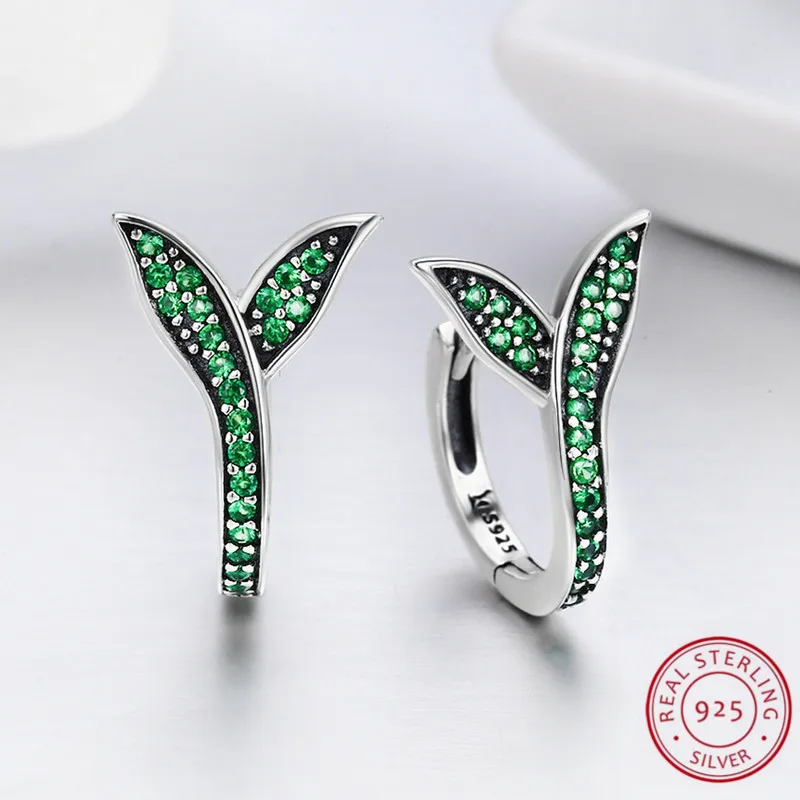 

Fashion Spring Green Buds Design 1.5*1cm 925 Sterling Silver Charming Earrings For Lovely Women Girls Earrings Jewelry Gifts
