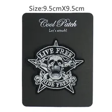 3." жить свободно езды Байкер Жилет тату круто аппликация Железо-на Одежда патч мотоциклетные Patch Знак заказ