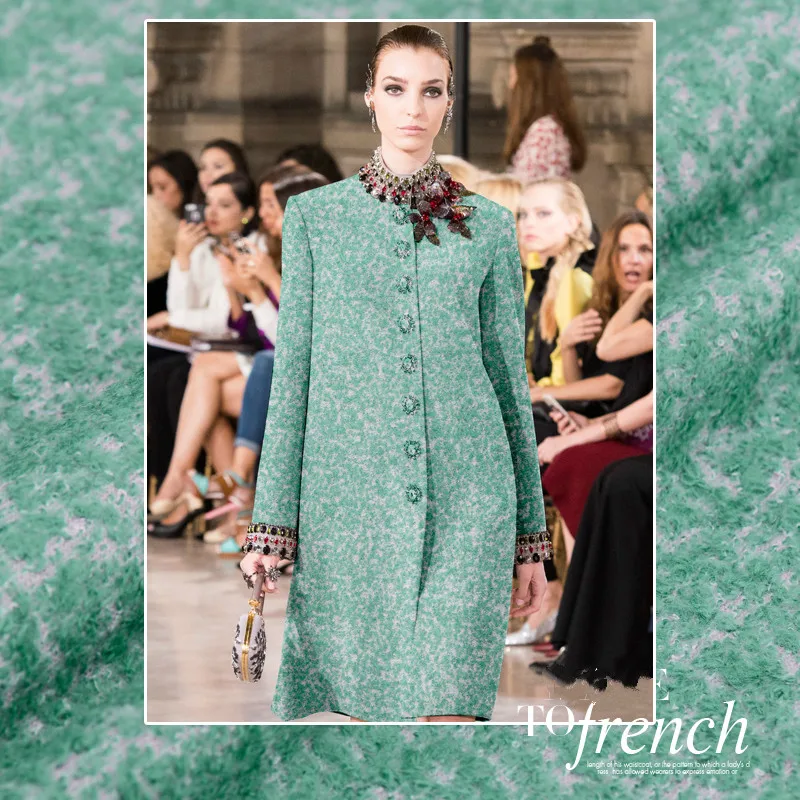 

Pink and green wool cloth the temperament of super beauty circle wool fabric autumn and winter clothing fabrics