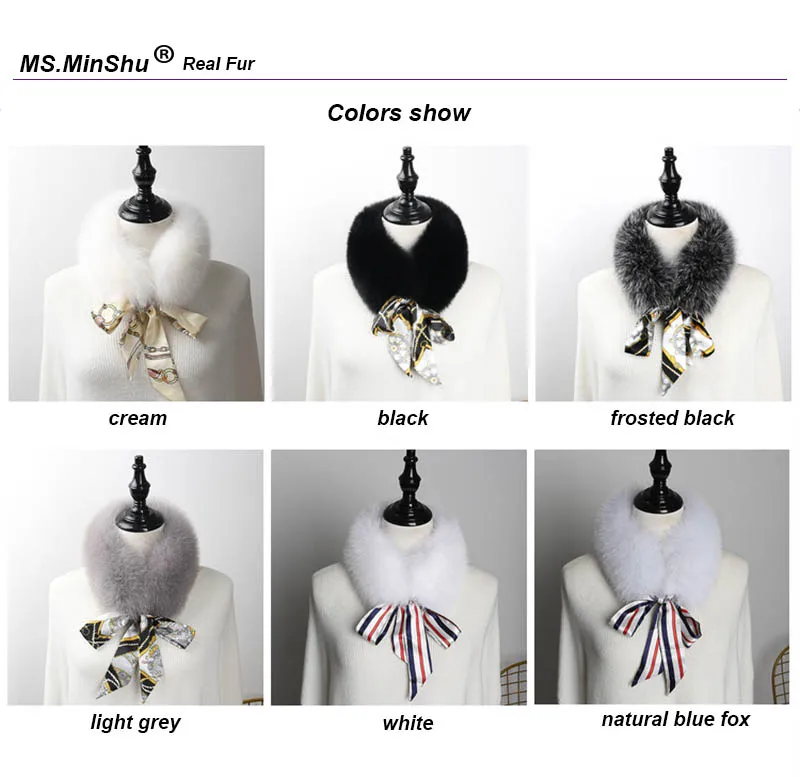 fox fur scarf with ribbon colors show