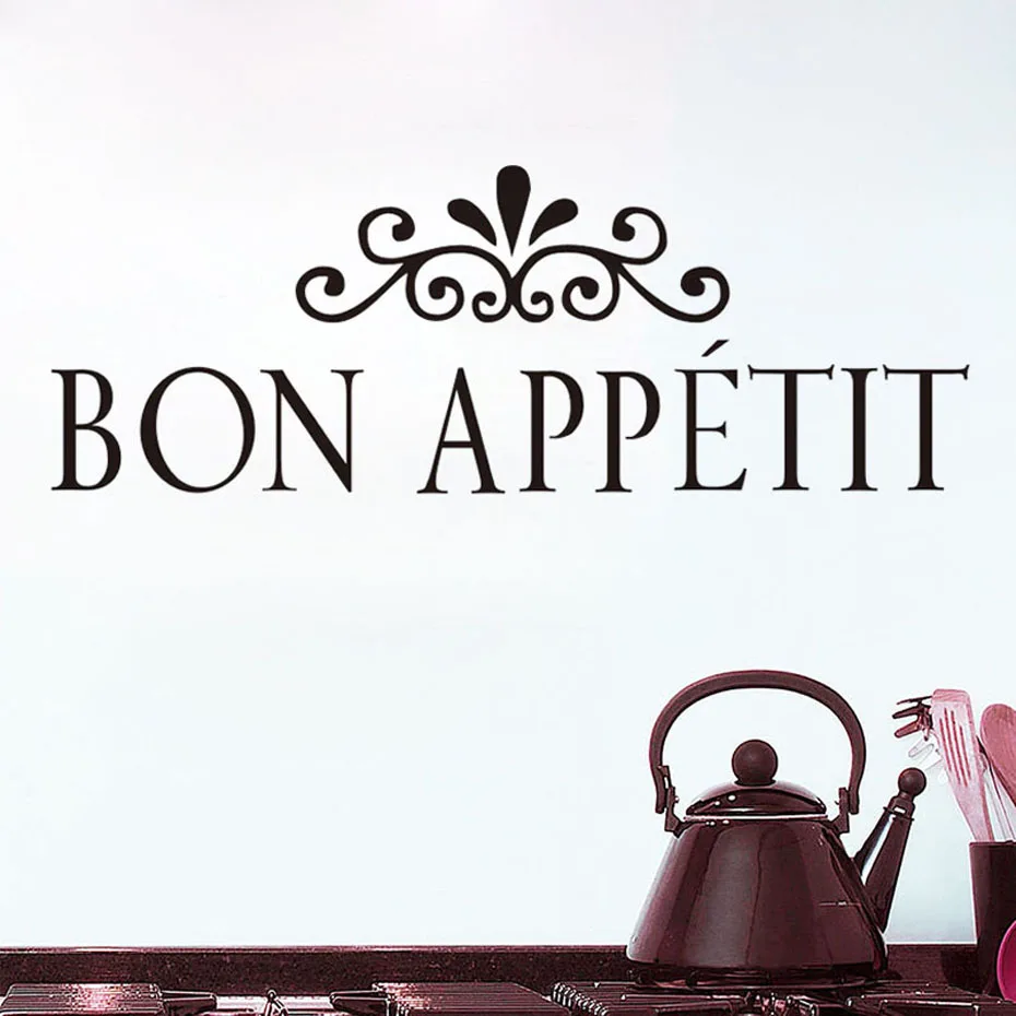 

Bon Appetit Wall Art Decals For Kitchen Restaurant Vinyl Wall Sticker For Coffee Shop Removable Adhesive Wallpaper Home Decor