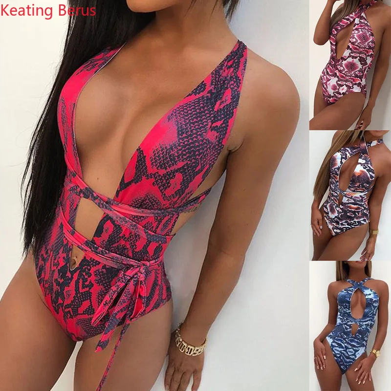 

2019 Women's Swimsuit Beach Bikini Sexy Sling Snake Print Slinky Swimsuit Women's Beach Swimming Pool Spa Vacation Swimwear 0972