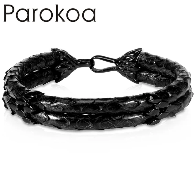 Online Black Leather Genuine Python Hd Expensive Gift Black Leather Genuine Python Hd Expensive Gift Bracelet For Luxury Watch