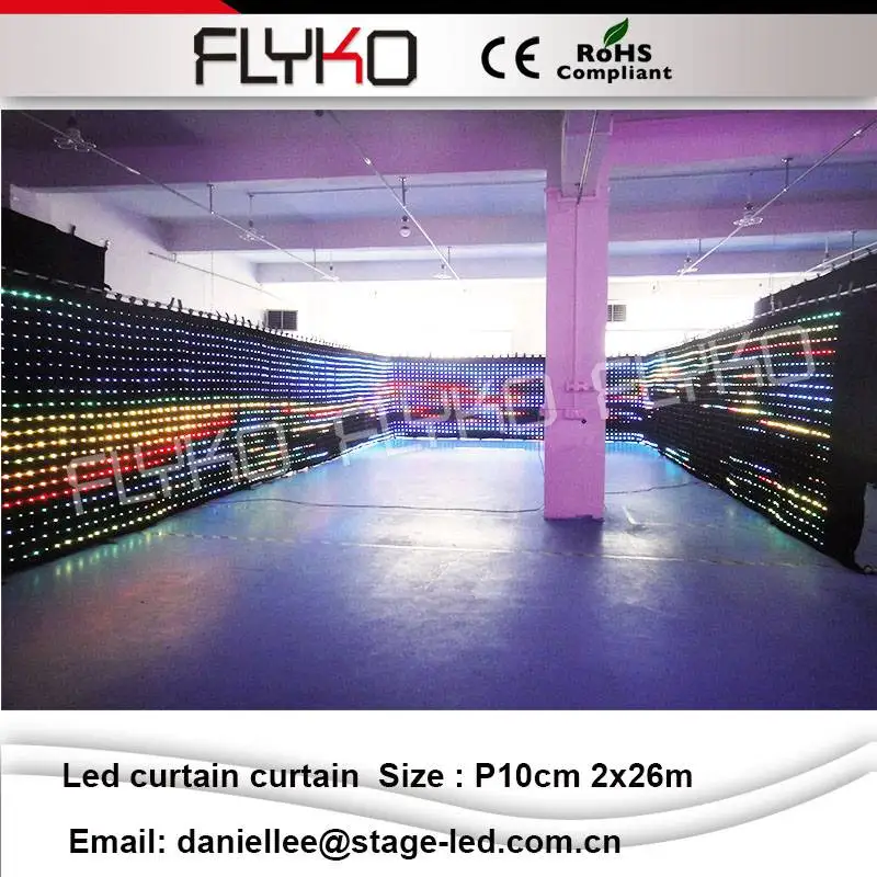

P10cm 2x26m Black fireproof Velvet cloth RGB 3 in 1 leds vision curtain backdrop led video cloth