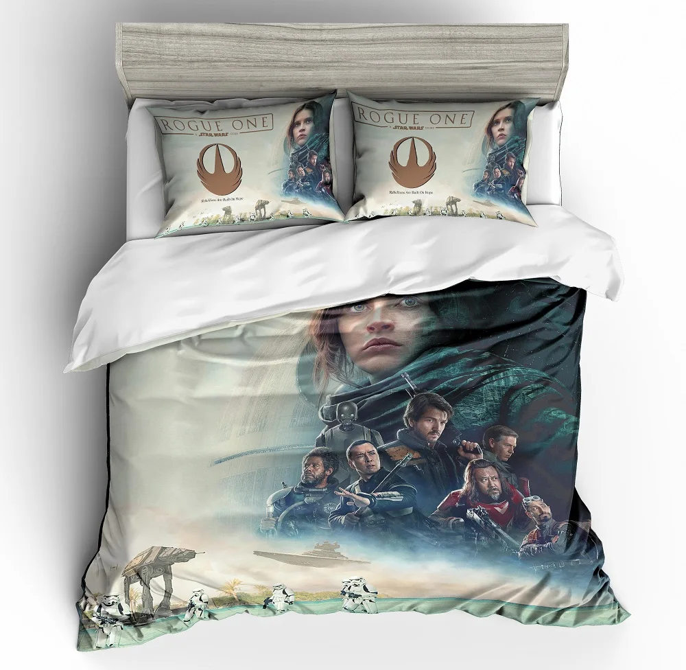 Star Wars Duvet Cover Set 3D Rogue One Various Character Print White/Blue Bedding Set 3 Pieces with 2 Pillowcase Home Textiles