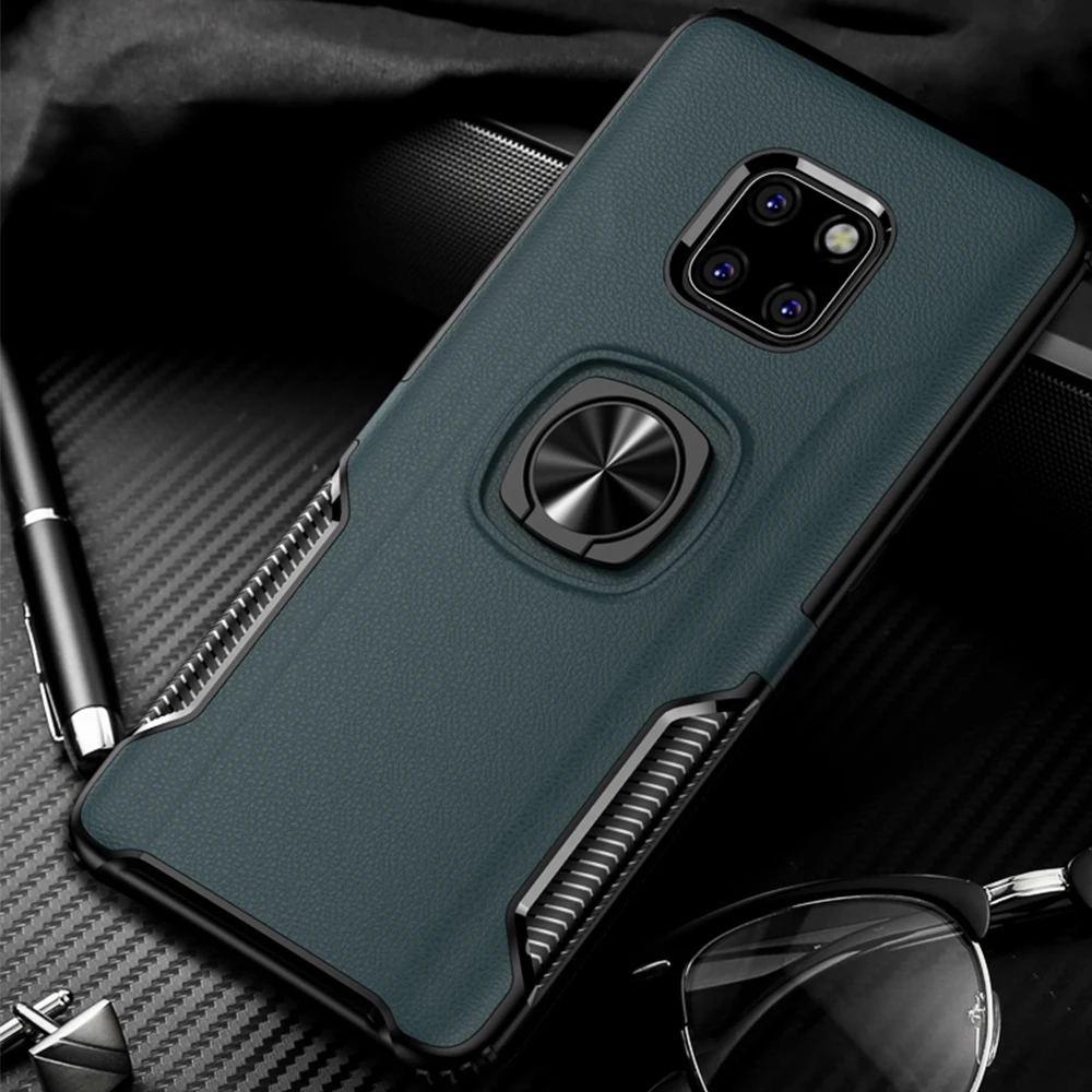 

Shockproof Bracket case For huawei mate 20 lite pro x silicone pc ring holder stand cover for huawei p20 lite pro Nova 3 3i case