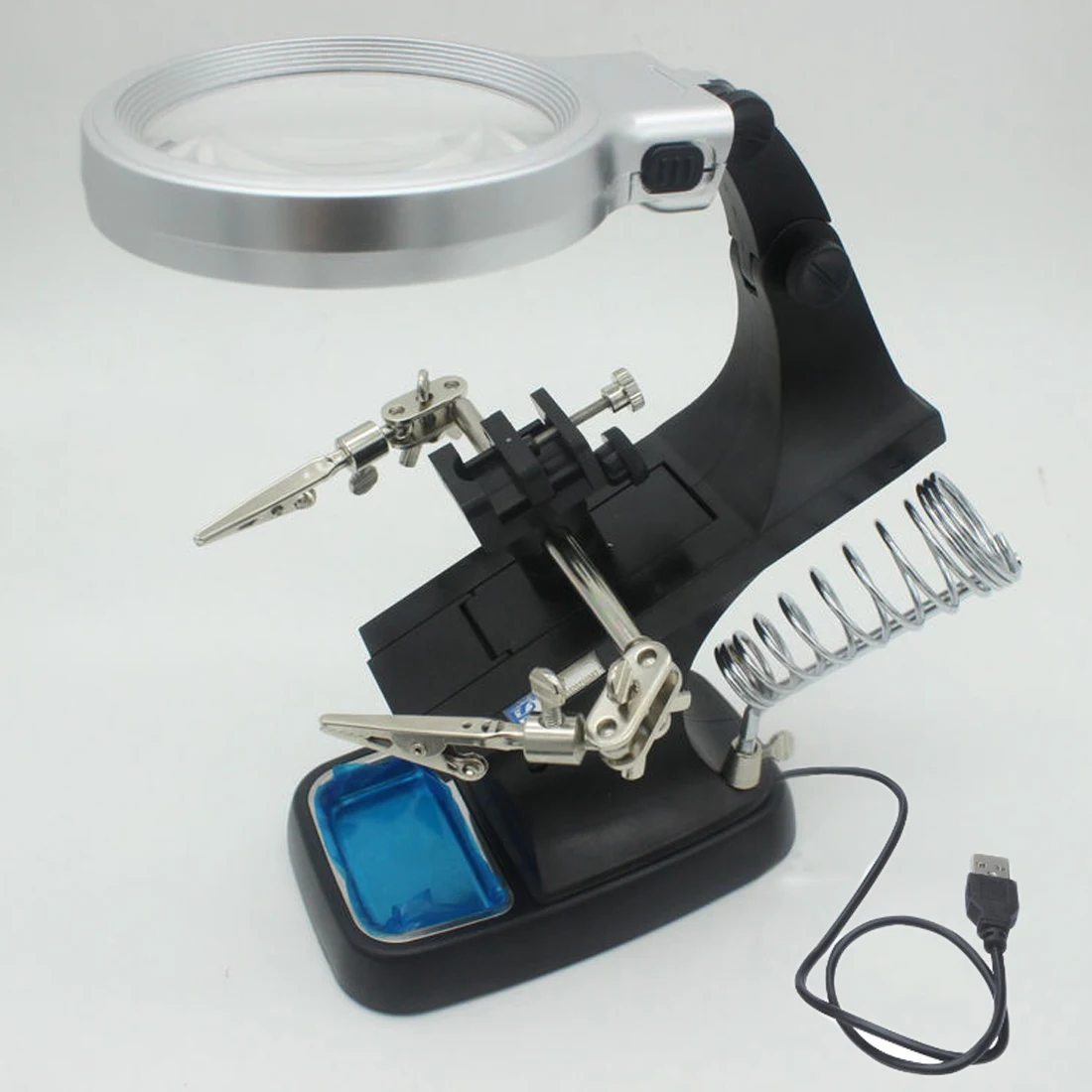 Multi-functional Welding LED Magnifier 1pc 3X/4.5X Helping Hand Soldering Iron Repair Tool with Alligator Clip Holder Clamp