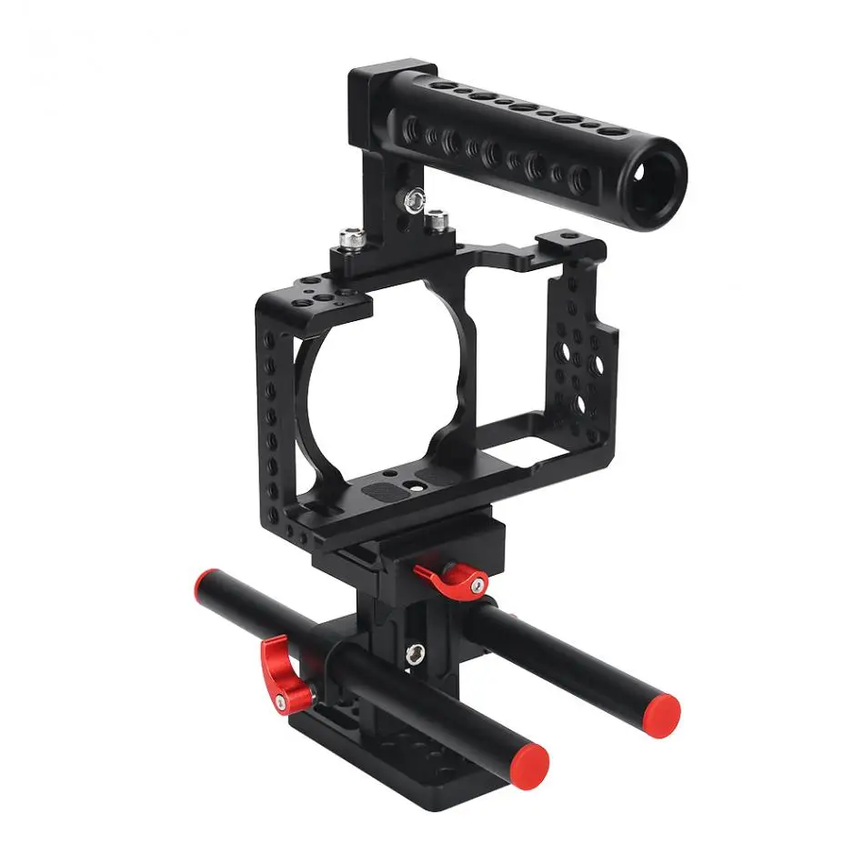 Camera Stabilizer Cage Kit with Handle Follow Focusing Rods for Sony