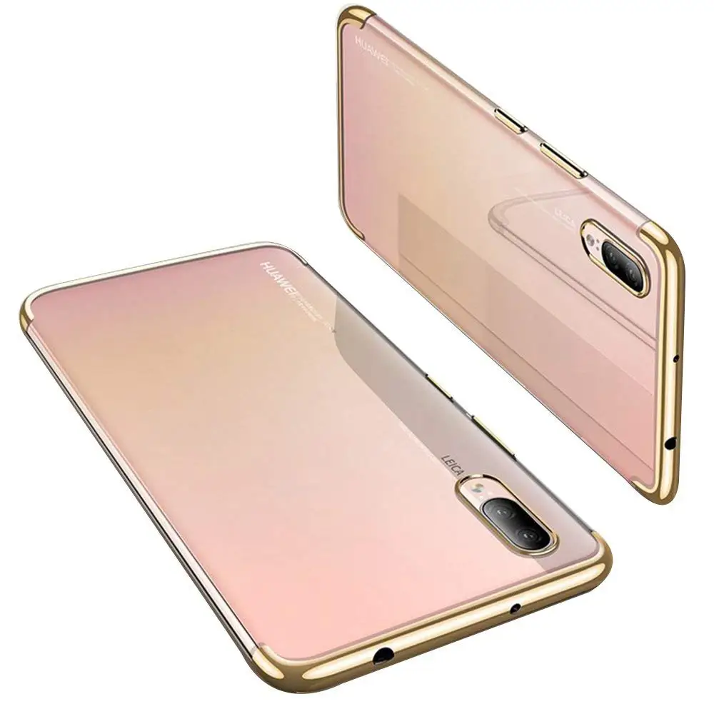 Portefeuille For Huawei P20 Pro Case Transparent Plating Frame Clear Soft Silicone Bumper Cover For Huawei P20 Lite Honor 10 V10 (1)