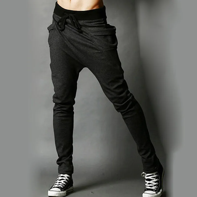 

Fashion 2016 Outdoor Men Big Pocket Elastic Drawstring Sport Joggers Pants Men Running Jogging Harem Pants Man Track Sweatpants