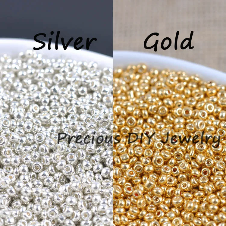

Gold and Silver Color 2mm 1000pcs 3mm 500pcs Crystal Glass Spacer beads, Czech Seed Beads For Jewelry Handmade DIY BLUV02X
