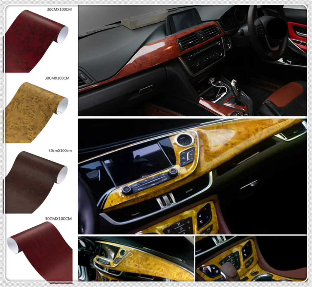 

Car interior film wood grain paper color bright surface console for Kia Forte Ceed Stonic Stinger Rio Picanto Niro