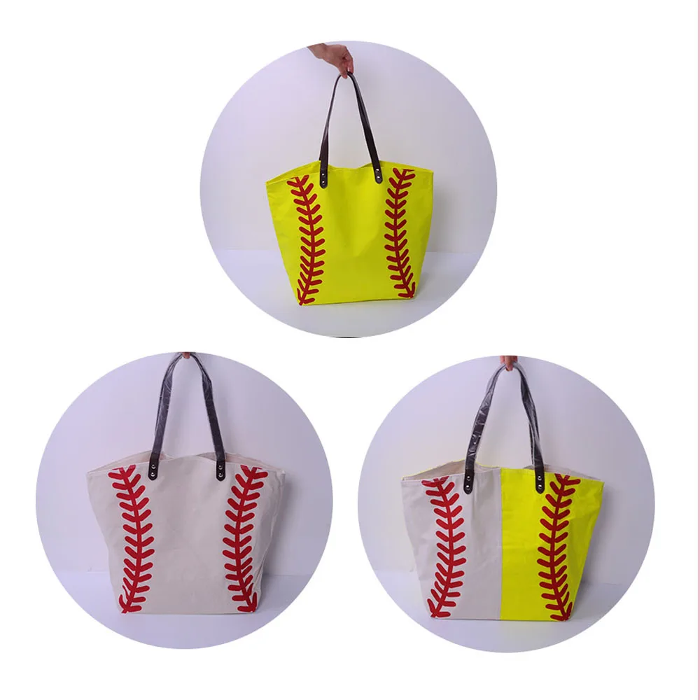 Baseball And Softball Tote Bag Sporty Handbag Canvas Bag Free Shipping