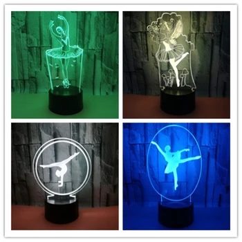 

Cute 3D Illusion Ballet Girl Night Light 7 Colors Flashing LED USB Desk Lamp Bedroom Decoration Kids New Year Christmas Gifts