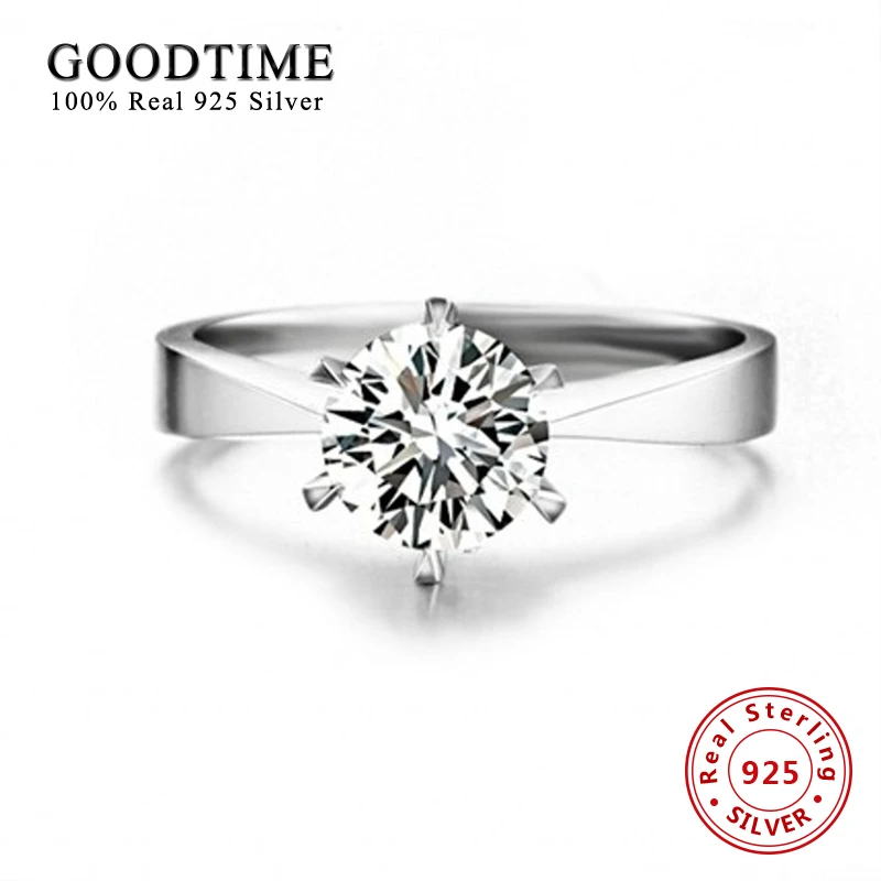 Женское кольцо из серебра 925 пробы с фианитом 6 мм|engagement ring|wedding rings for womenwedding |