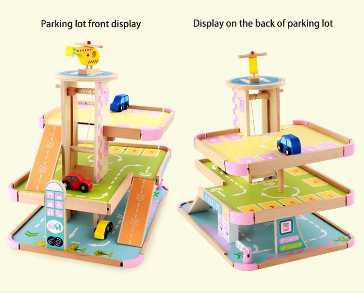 Деревянная четырехэтажная парковка быстрая скользящая машинка набор игрушек деревянный вертолет парковка фартук детский подарок