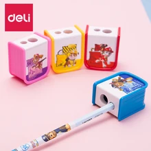 Deli lápis apontador de papelaria kawaii cartoon dois buracos apontador crianças papelaria presente cor aleatória material escolar