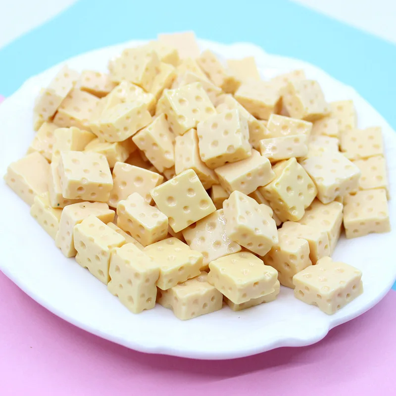 

10 Pcs Simulation Cheese Block Mini Resin Jewelry DIY Slime Filler Phone Case Beauty Accessories Slime Charms Supplies Dollhouse