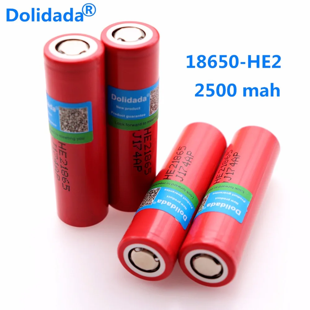 6 шт Dolidada 18650 HE2 3,6 V 18650 Батарея 2500 mAh 20A 35A высокого стока HE2 18650 he2 Батарея электроинструмент