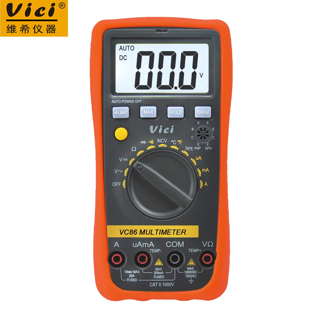Vici VC86 Digital Multimeter 3 1/2 Auto Range DMM Temperature Meter w