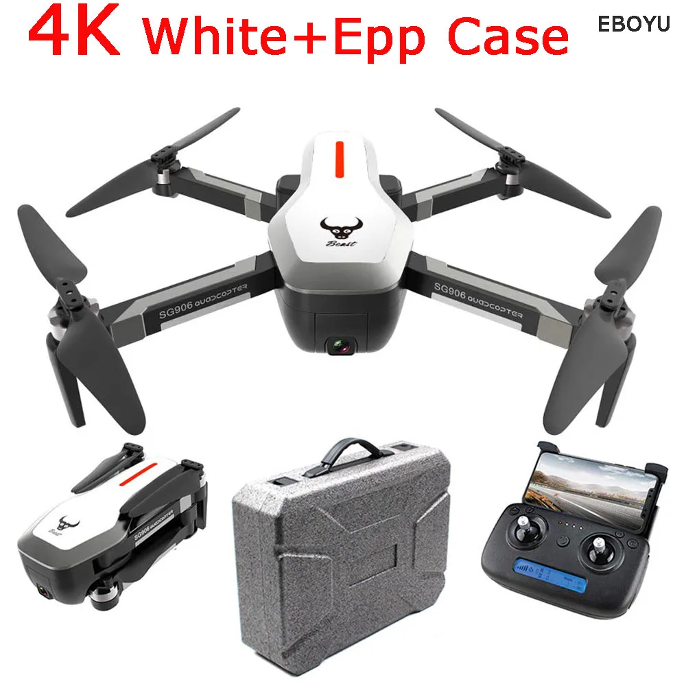 EBOYU SG906 gps Радиоуправляемый Дрон 4 K HD фронтальная камера+ 720 P камера вниз-вид 5G WiFi FPV складной бесколлекторный Дрон позиционирования RTF - Цвет: White 4K with epp