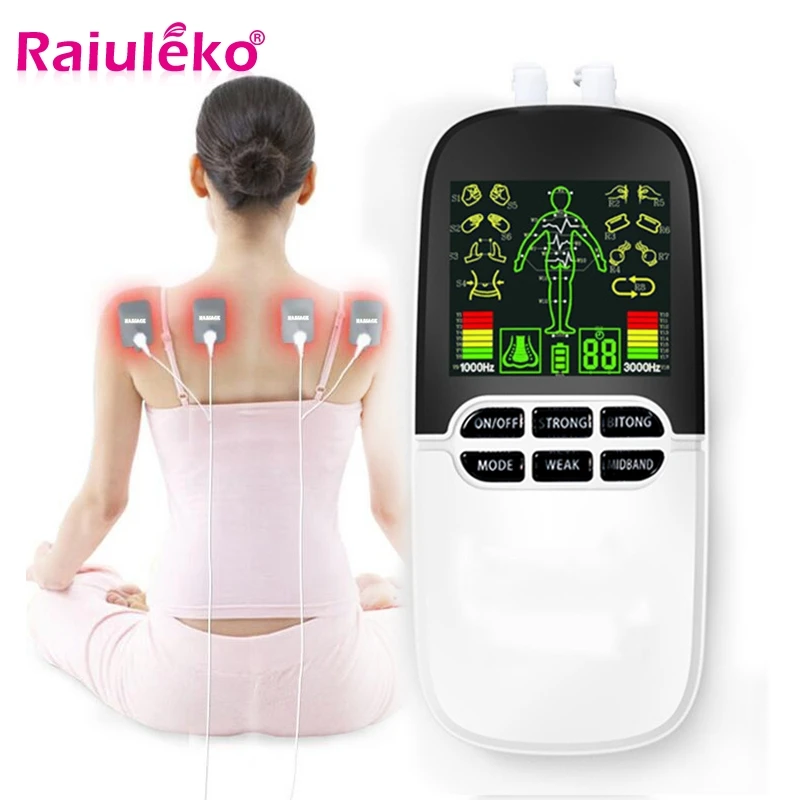 

8 Mode Multi-Functional Dual-Output Massager Tens Machine Massager Electric English Button Muscle Stimulator Rhinitis Therapy