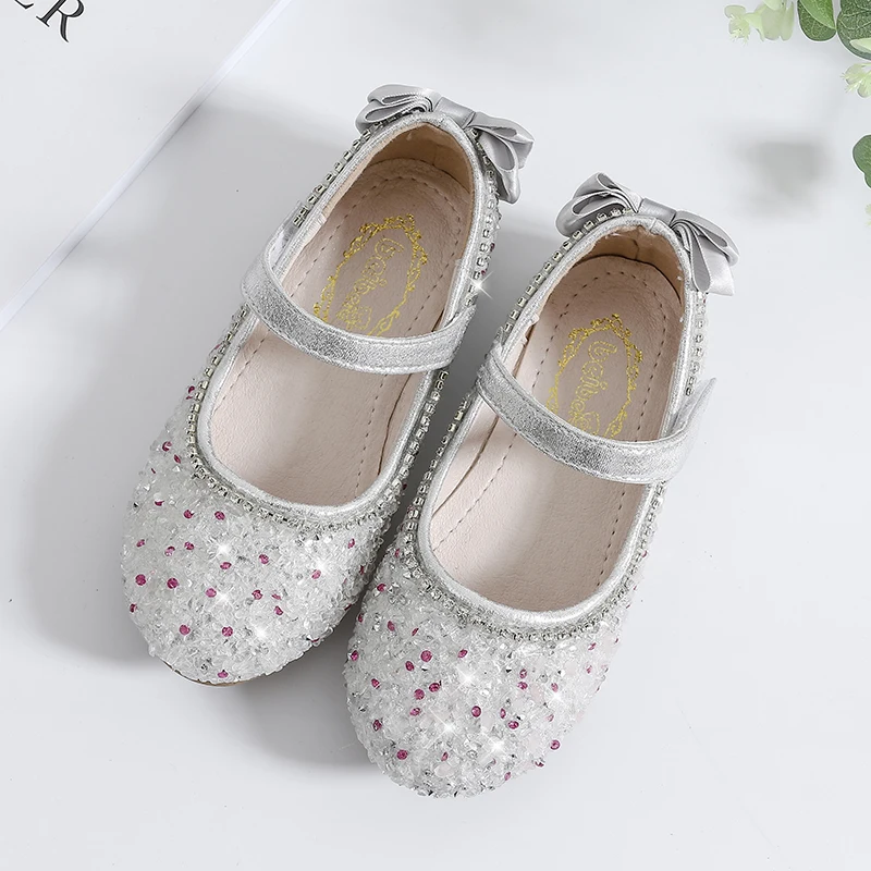 

Mudipanda Girls single shoes rhinestone flat princess show performance shoes Party Wedding Sandal kids Kids For children's