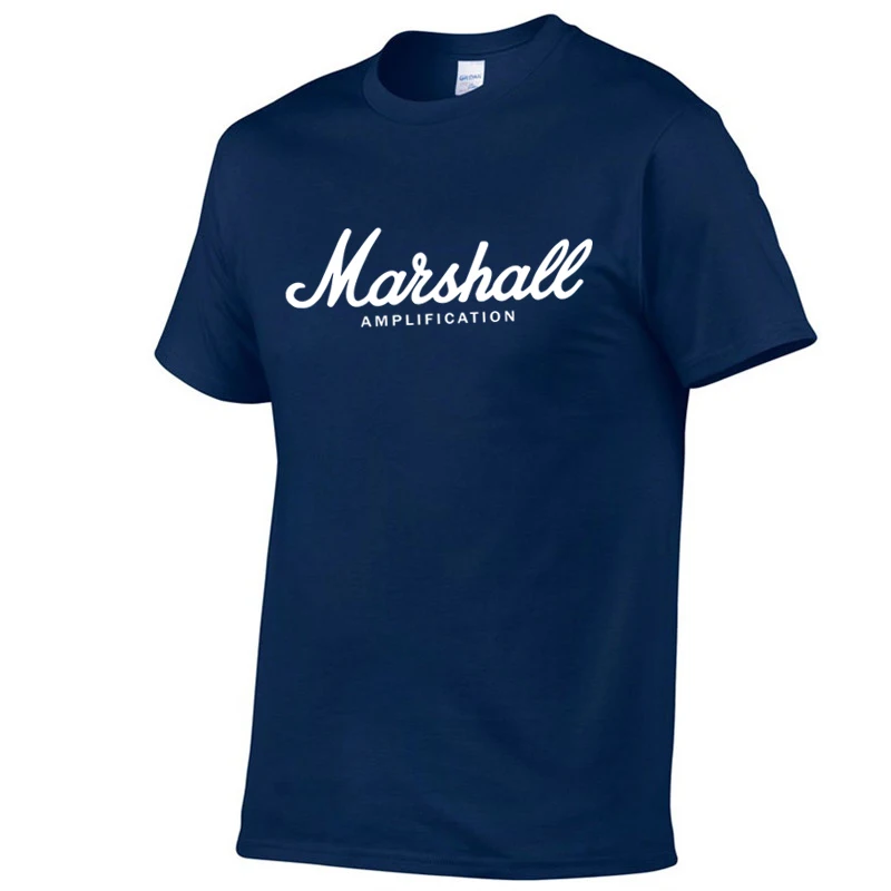 hot sale summer cotton Marshall t shirt men short sleeves tee hip hop T-shirt streetwear Boy/girl Tshirt XXS-2XL - Цвет: Navy-White