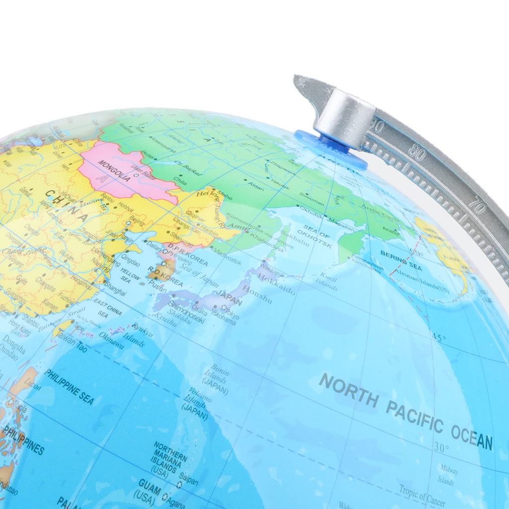 20cm Metal Base ABS Geographical World Map Globe Desktop Ornament with Light Great gift for children or adults 