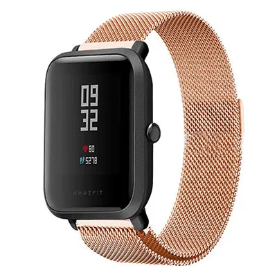 HANGRUI 20 мм для xiaomi huami Bip BIT PACE Lite Youth Smart Watch Band Заменить Металлический Ремешок Браслет для Huami Amazfit Bip Band - Цвет: Rose gold