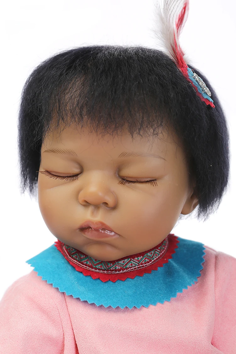 silicone reborn baby dolls lifelike dolls with black hair and black