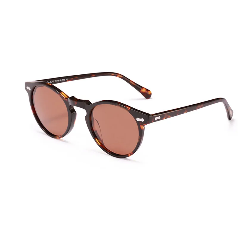 Carfia, брендовые, дизайнерские, поляризационные солнцезащитные очки, Gregory Peck, винтажные, Ретро стиль, солнцезащитные очки для женщин и мужчин, Круглые, солнцезащитные очки,, UV400, 5288 - Цвет линз: Turtle Brown