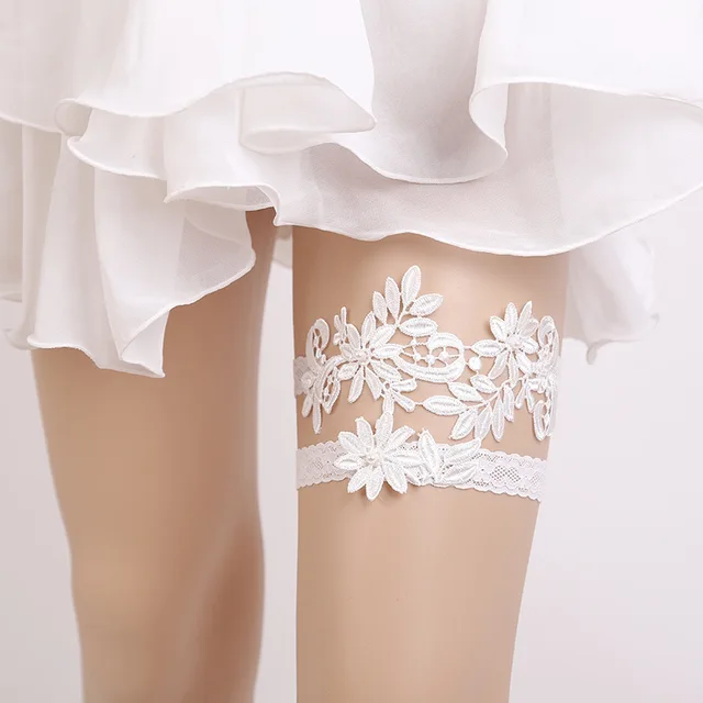 Wedding Garters White Blue Lace Embroidery Flower Y 2pcs Wedding Garters White Blue Lace Embroidery Flower Y 2pcs Set For Women Bride