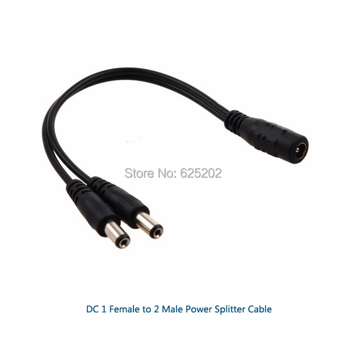 

High Quality 2 Channel Power Cable Splitter For Secuirty System Camera For DC 1 Female to 2 Male Connector 5pcs