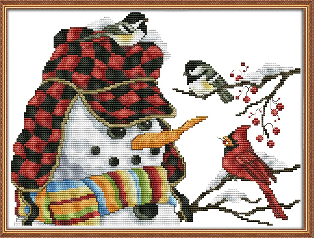 

Christmas Snowman cross stitch kit aida 14ct 11ct count print canvas stitches embroidery DIY handmade